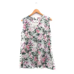 スナイデル SNIDEL ワンピース ノースリーブ Vネック ミニ 花柄 F グリーン 緑 /KT5