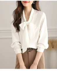 ボウタイブラウス レディース リボン ブラウス トップス シャツ フォーマル 春 秋 長袖 ボウタイ オフィスカジュアル 仕事 通勤 入園入学 卒園式 卒業式 上品 OL 春秋 1350