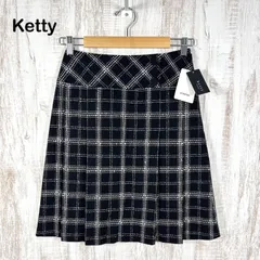 新品未使用 美品 Ketty ケティ チェック ボックスプリーツ ウールブレンド ひざ丈スカート ブラック 地雷 量産型