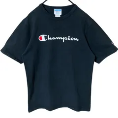 M チャンピオン デカロゴ プリント シンプル ブラック 黒 Tシャツ レディース ユニセックス メンズ 古着 半袖 CHM