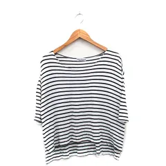 アーバンリサーチ URBAN RESEARCH カットソー Tシャツ 七分袖 ボーダー F ホワイト 白 /KT9