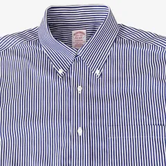 【15 1/2-33】Brooks Brothers(ブルックスブラザーズ) ポロカラーBD(ボタンダウン)シャツ ストライプ MADISON FIT ノンアイロン スーピマコットン100% メンズ L相当