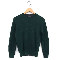 ナノユニバース nano universe クルーネック ニット セーター リブ ウール混 無地 長袖 S 緑 グリーン /NT18