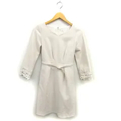 プロポーション ボディドレッシング PROPORTION BODY DRESSING レース Vネック ワンピース フレア ひざ丈 ベルト バックジップ 1 アイボリー /NT8