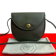 極 美品 袋付き Christian Dior ディオール ヴィンテージ ロゴ 金具 レザー 本革 ショルダーバッグ ポシェット サコッシュ グレー 29613