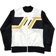00s ポルトガル製 FRED PERRY Track JKT L 白 黒 黄 フレッドペリー トラックジャケット ジャージ 刺繍ロゴ Y2K 古着