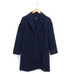 ココディール COCO DEAL チェスター コート ミドル ストライプ スリット ウール混 2 紺 ネイビー /NT34