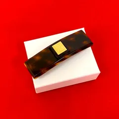 極 美品 希少品 FENDI フェンディ FF ロゴ モチーフ 金具 GP バレッタ ヘア アクセサリー ブラウン ゴールド 61081