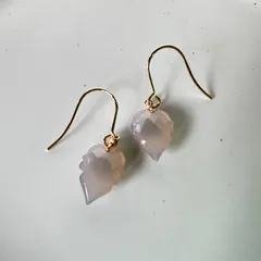 天然石アクセサリー　スモーキークォーツ　ゴールドピアス