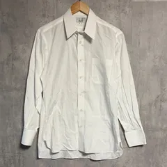 dunhill(ダンヒル) 最高級 オーダーメイド ドレスシャツ 白 ストライプ L相当 綿100% 日本製 ワイシャツ ビジネス フォーマル 結婚式 冠婚葬祭 スーツ 紳士 カッターシャツ 刺繍有 80s 90s ビンテージ ヴィンテージ 古着
