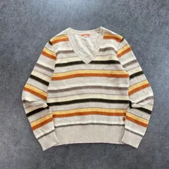 CASTELBAJAC SPORTS ライカ カステルバジャック スポーツ ニット セーター Vネック ロゴ刺繍 ボーダー マルチカラー ウール混 メンズ