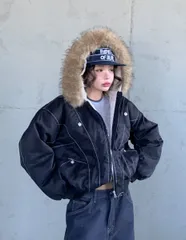 ラクーン スリット ダウン (アウター BoA ユニセックス ジャケット ジップアップ レイヤード 軽量ダウン ジャンパー WHO フード)