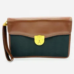 ☆ dunhill ダンヒル セカンドバッグ ☆ クラッチバッグ／ブラウン系／グリーン系／イタリア製／持ち手付き