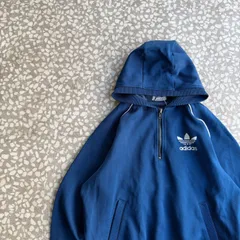 adidas / 80’s- half zip hoodie track top オールドアディダス　ハーフジップ　トラックジャケット　ジャージ　刺繍ロゴ　スウェット　ストリート　トレフォイル　デサント