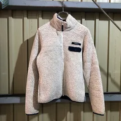 1728 Columbia ボアジャケット アイボリー XS コロンビア フルジップ ワンポイント 刺繍ロゴ アウトドア 古着卸 アメリカ仕入
