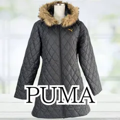 USED PUMA キルティングファー付コート ブラック Ｍサイズ レディース プーマ