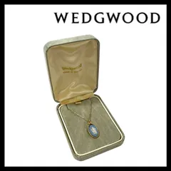 【WEDGWOOD】ジャスパー ネックレス ペールブルー 水色 ホワイト/白 ゴールド/金カラー オーバル ペンダント ウェッジウッド (SER-6811)