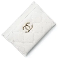 シャネル AP4906 ラインストーン ココマーク マトラッセ キャビアスキン ホワイト カードケース 名刺入れ 定期入れ パスケース レザー ゴールド金具 箱付 CHANEL（新品・未使用品）