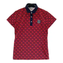 サイズ：M AND PER SE アンパスィ ; 半袖ポロシャツ ロゴ 総柄 レッド系 [240101619943] ゴルフウェア レディース ストスト