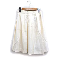 PINK MOUSSEUX タック フレアスカート ミニ 無地 ウール 38 オフホワイト 白 /FT49