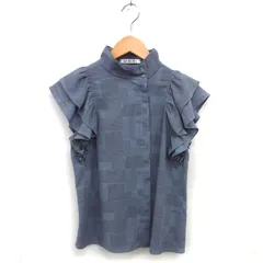 スナイデル SNIDEL スタンドカラー シャツ ブラウス フリルスリーブ 比翼仕立て 半袖 ONE グレー /NT35