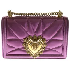 DOLCE & GABBANA (ドルチェアンドガッバーナ) Devotion ディヴォーション マトラッセ レザーショルダーバッグ ピンク