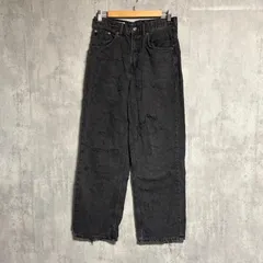 ZARA(ザラ) ダメージ加工 デニム パンツ 30 黒｜フリンジ ジャガード ジーパン ジーンズ ブラック ワイド ストレート ボロ グランジ y2k パンク 00s ストリート クラッシュ リメイク風 切りっぱなし ウォッシュド 30インチ