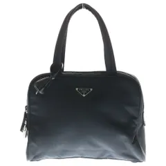 PRADA (プラダ) ロゴ三角プレート ハンドバッグ ブラック テスート ナイロン B8495 シルバー金具