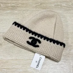 未使用/OS CHANEL CCロゴ カシミア ビーニー アイボリー