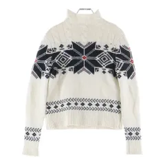 LAUREN RALPH LAUREN (ローレンラルフローレン) ウール ノルディック柄 タートルネック ニット セーター レディース ホワイト/ブラック