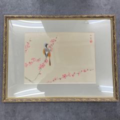 高島野十郎、絵画油彩SM号、さくらんぼ肉筆、高級額縁、黄袋付き、鴨居