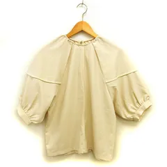 ビス ViS タック ブラウス クルーネック ギャザー ゆったり 無地 七分袖 F ベージュ /NT18