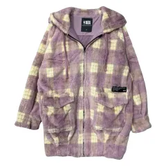 エンヴィ(ENVE) CHECK ライト PURPLE パープル ヴィンテージ Long ロング フード ジップアップ XS