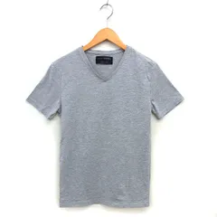 ザラ ZARA ESSENTIALS Vネック Tシャツ ストレッチ コットン混 シンプル 半袖 S グレー /NT32