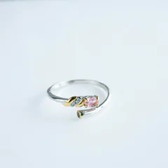 10月の誕生石 宝石質トルマリン コンビネーションリング SV925 フリサイズ　指輪　アクセサリー