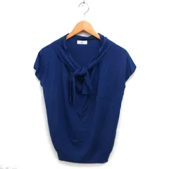 ビアッジョブルー Viaggio Blu ボウタイ ニット セーター リブ フレンチスリーブ ハイゲージ 半袖 2 青 ブルー /NT2