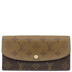 ルイヴィトン LOUIS VUITTON 長財布 ポルトフォイユ エミリー モノグラムキャンバス モノグラムリバースキャンバス モノグラム×モノグラムリバース ゴールド金具 茶  M82157 RFID 【箱】【中古】