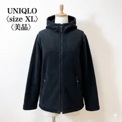 美品 ユニクロ もこもこ ボアフリース フードジャケット XL ブラック 古着