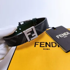 【新品未使用・イタリア輸入品】FENDI FFブレスレット ブラック・ダークグリーン L フェンディ ユニセックス（メンズ・レディース）