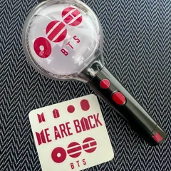 DECOSet1 アミボム用ARIRANG BTSロゴ＋we are back 手持ち+ボタンデコarmy bts ミニロゴステッカー赤