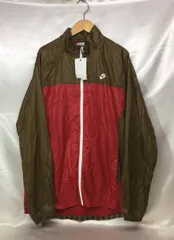 【未使用タグ付き】11年製 NIKE ナイキ ロゴプリント バイカラー ナイロンジャケット サイズ：L カラー：レッド/ブラウン