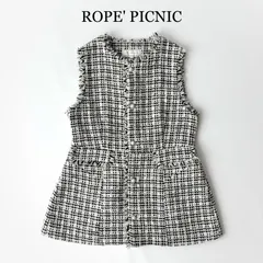 VERYweb掲載商品✨ 2024✨ ROPÉ PICNIC  ロペピクニック / リボンテープ ツイード パールボタン ジレ ベスト / ブラック 黒 / ペプラム / セレモニー オケージョン 卒園式 卒業式 入学式 入園式 行事 / 近年モデル