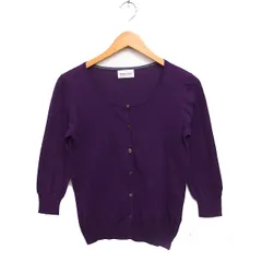 ノンブルアンペール NOMBRE IMPAIR コットン ニット カーディガン 7分袖 無地 F パープル 紫 /FT25
