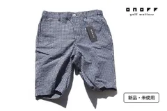 オノフ ONOFF 新品 ギンガムチェック柄ハーフパンツ メンズゴルフウェア OUS201 ネイビー Sのサムネイル