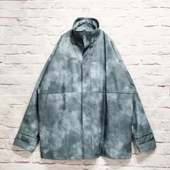 【美品】HALHAM デカ襟 フェイクレザー ジャケット コート タイダイ柄