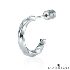 ライオンハート ツイスト G型 フープピアス サージカルステンレス シルバー 片耳用 1点売り メンズ ブランド LION HEART