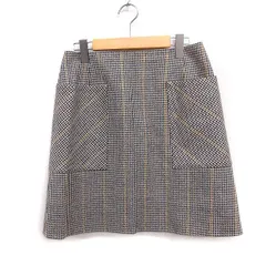 イエナ IENA 千鳥柄 台形スカート ミニ シルク混 ウール 40 ブラック 黒 /FT35