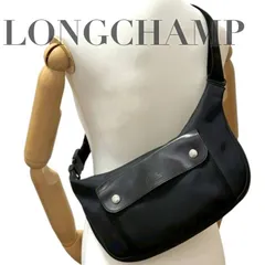 ☆★美品★LONGCHAMP　ロンシャン ★ショルダーバッグ　ボディバッグ　ウエストバッグ　クロスボディ　ナイロン　レザー　ブラック　ロゴ★♯2195