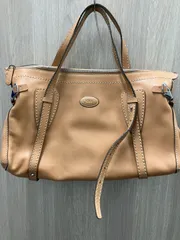 【訳あり】TOD'S トッズ 本革 レザー トートバッグ キャメル ステッチ 肩掛け