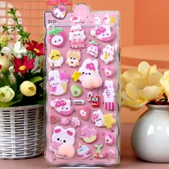 【即納】お尻シール ぷっくり ぷにぷに 3D立体 夜光シール ふわふわ 触感 キャラ うさぎ くま 猫 手帳用 DIY デコ 文房具 手芸 子供向け 誕生日 入学式 プレゼント